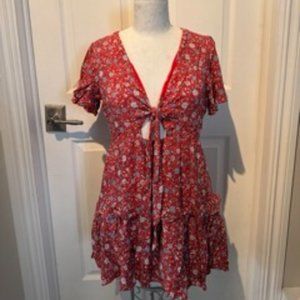 Floral Tie Front Mini Dress